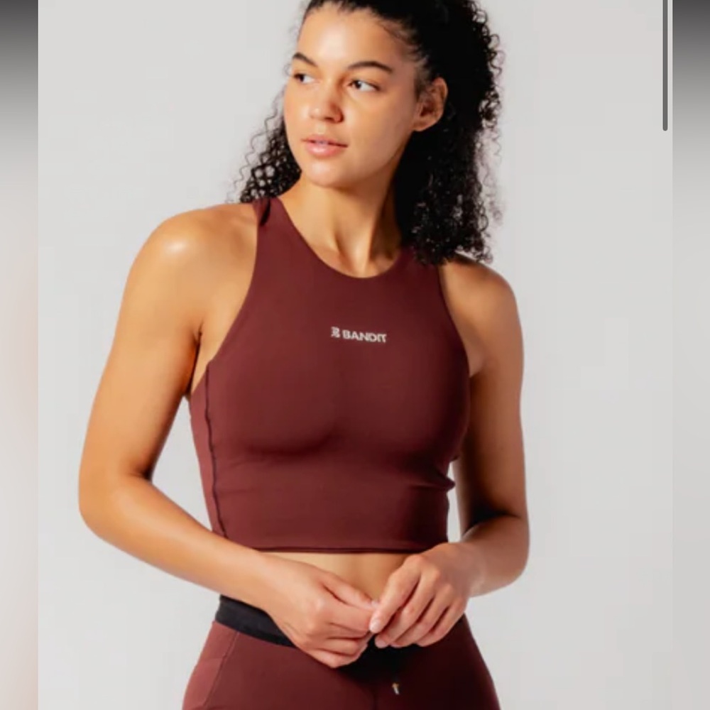 ISO- Bandit Running Stamina racing crop Top - deep cherry